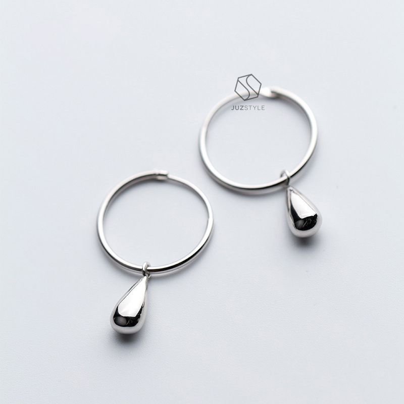 Bông tai bạc Hoop with water drop