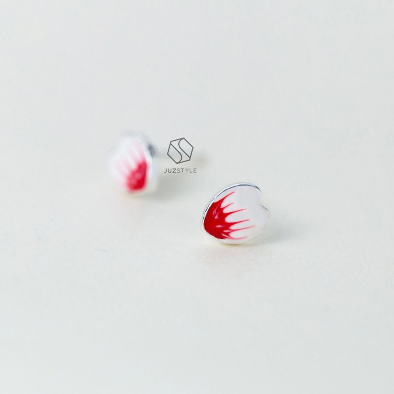 Bông tai bạc Enamel heart