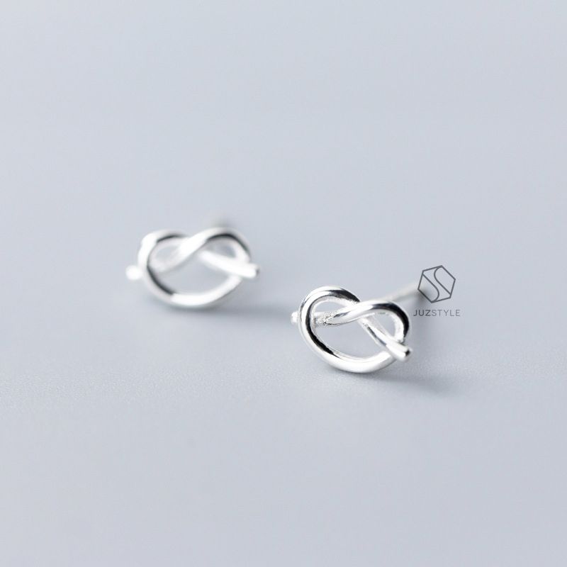 Bông tai bạc Heart knot