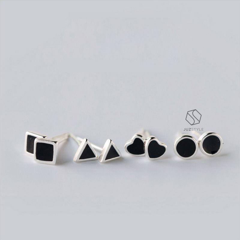 Bông tai bạc Black symbols
