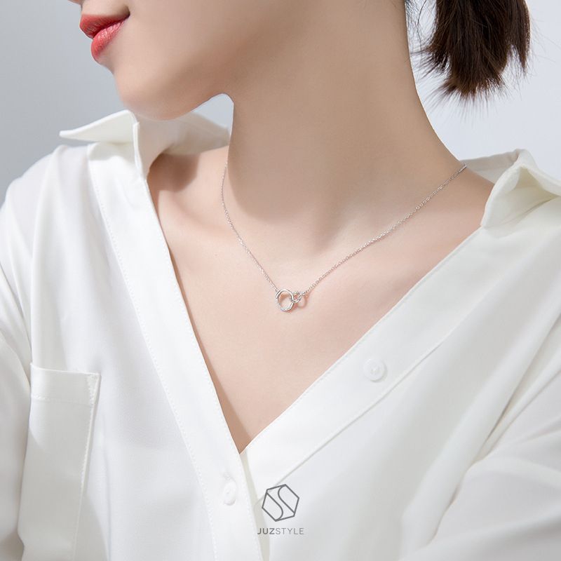 Dây chuyền bạc CZ circle loop