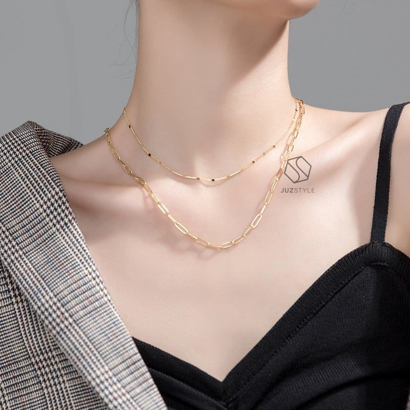 Dây chuyền bạc Double chains