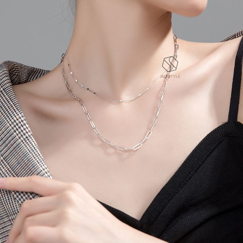 Dây chuyền bạc Double chains