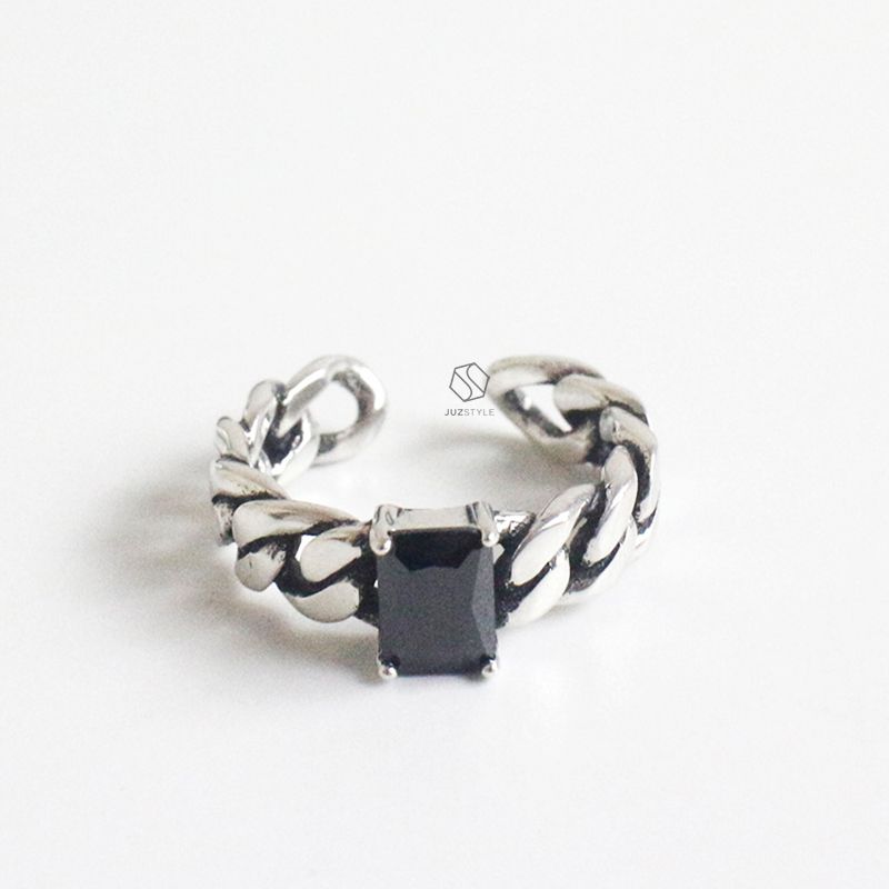 Nhẫn bạc Vintage chain vs gem