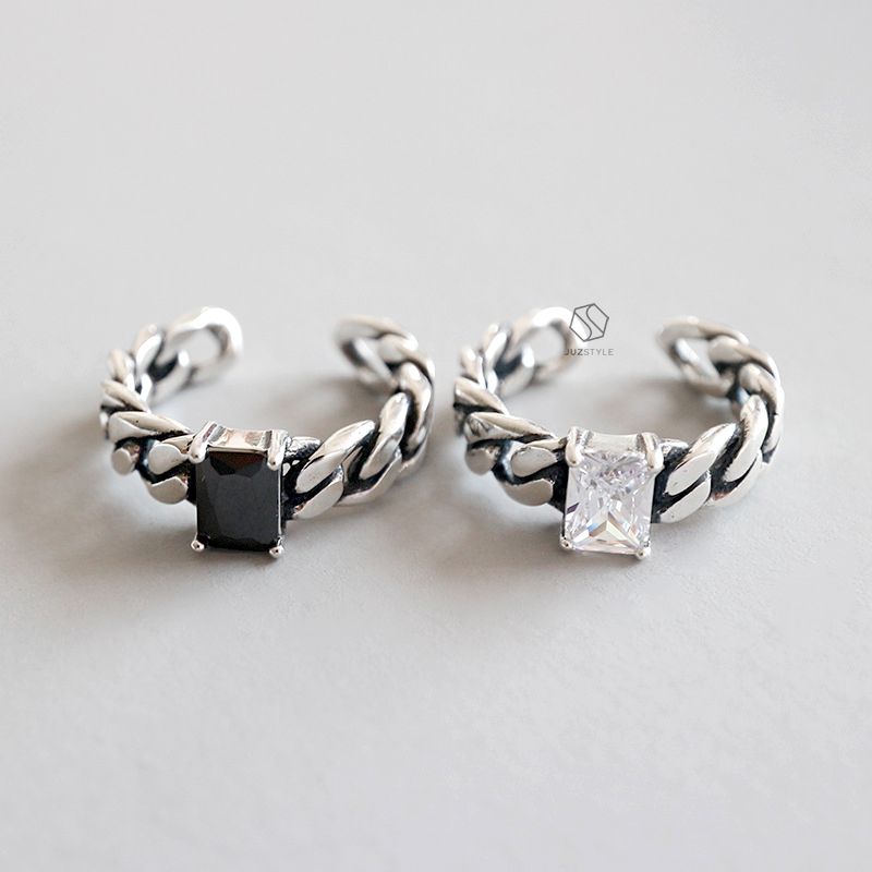 Nhẫn bạc Vintage chain vs gem