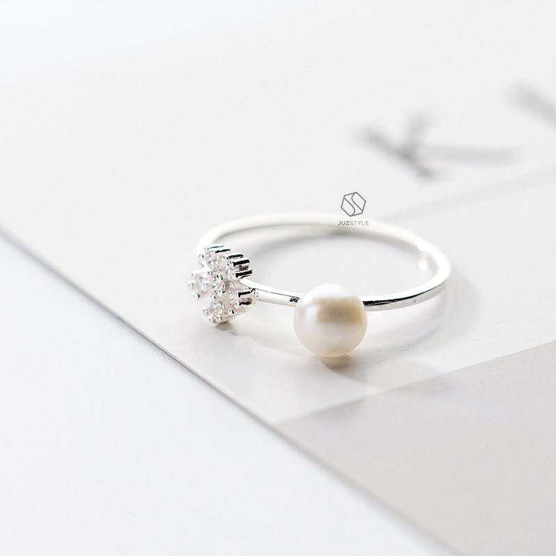 Nhẫn bạc Flower & Pearl