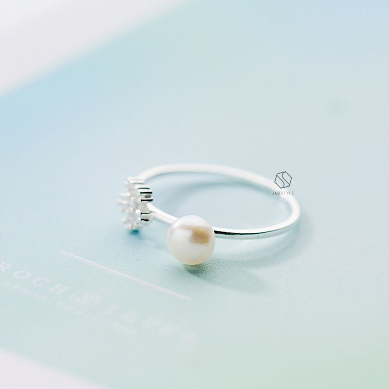 Nhẫn bạc Flower & Pearl