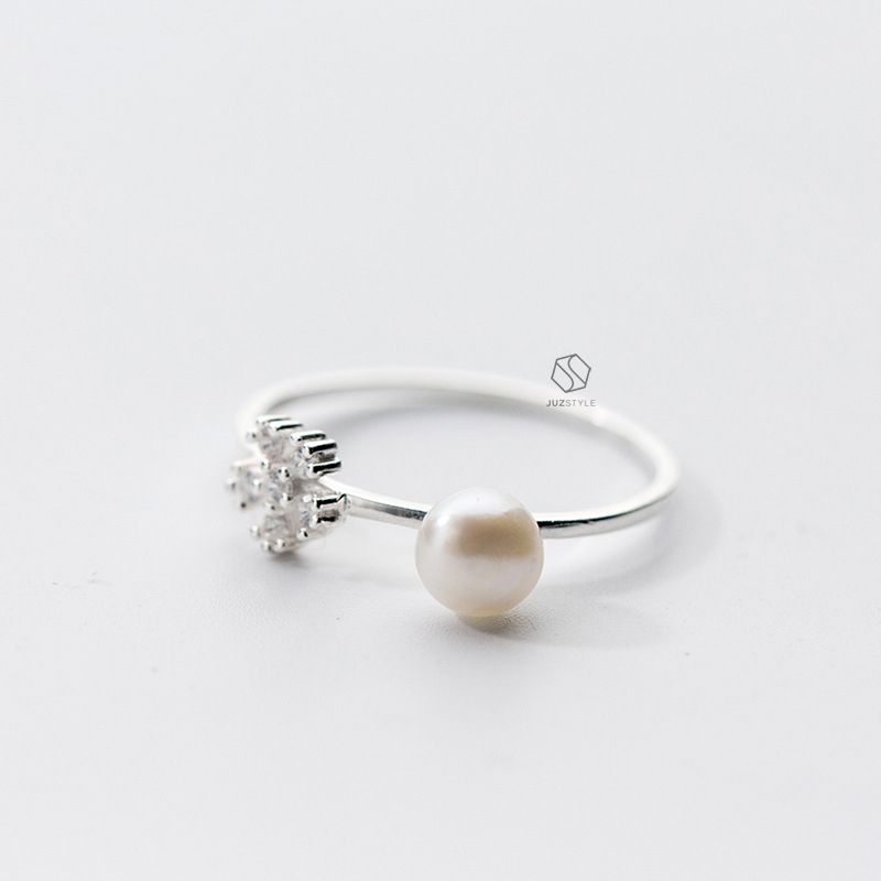 Nhẫn bạc Flower & Pearl