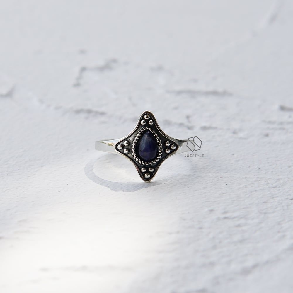 Nhẫn bạc Vintage Sodalite