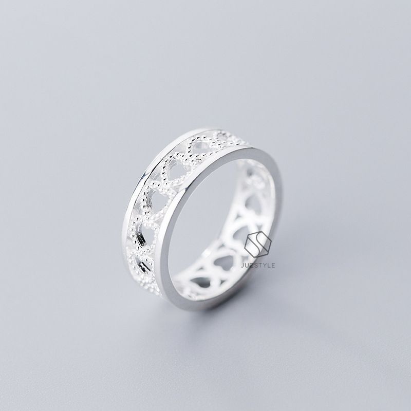 Nhẫn bạc Hearts & lines