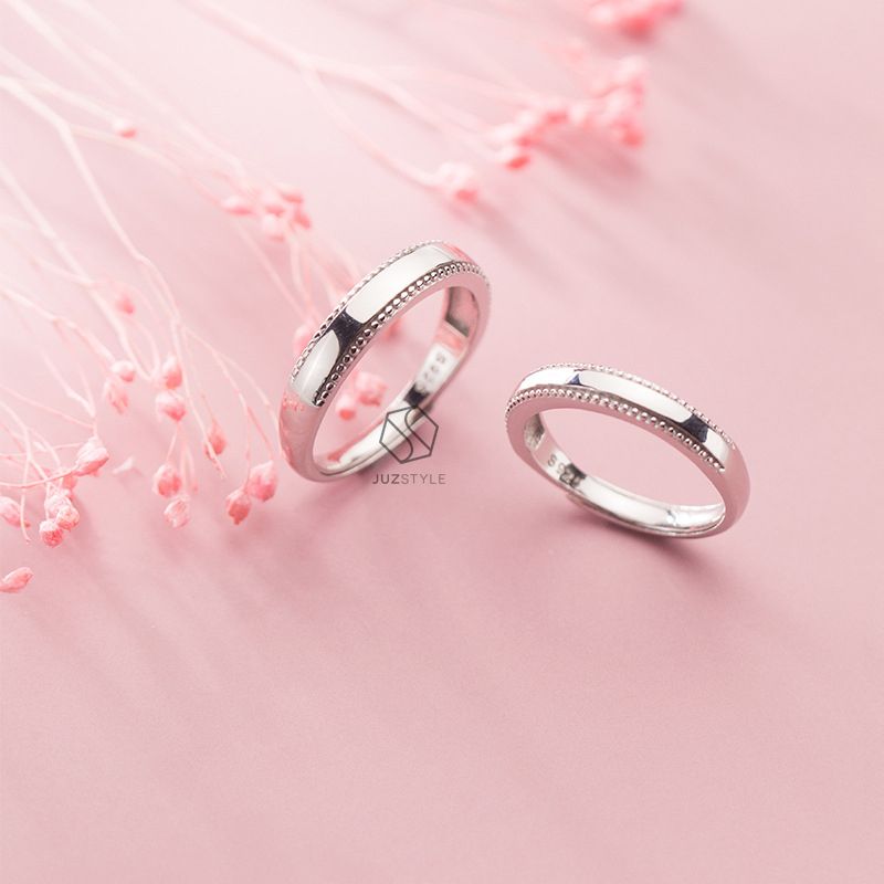 Nhẫn cặp bạc Milgrain