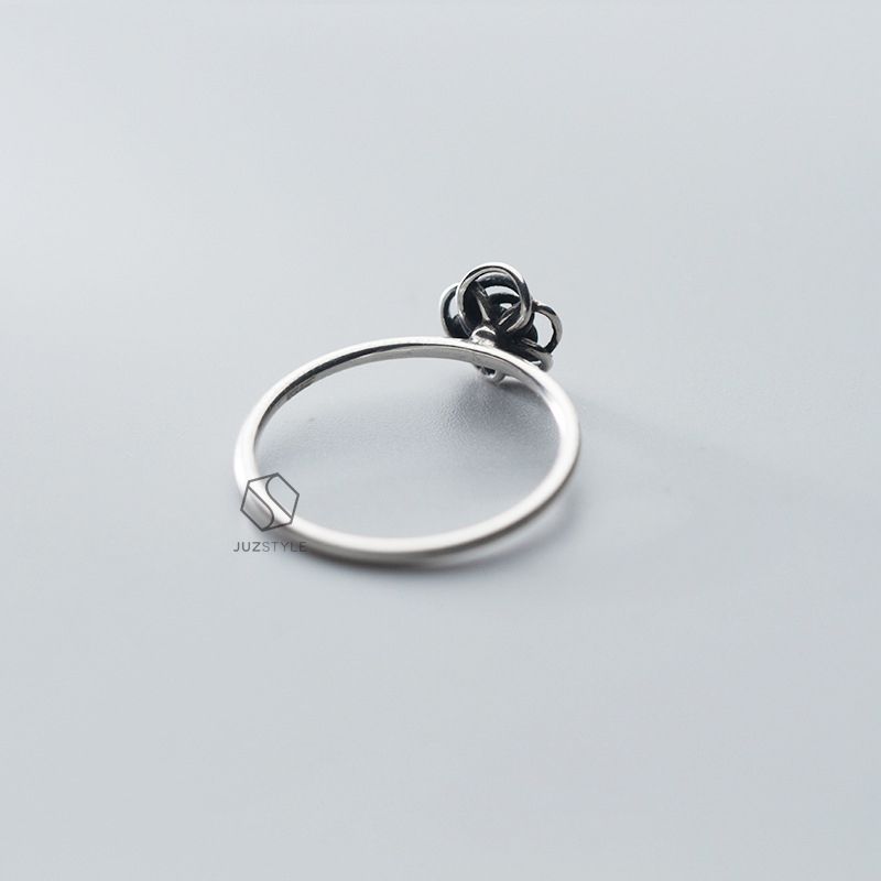 Nhẫn bạc Black rosie line