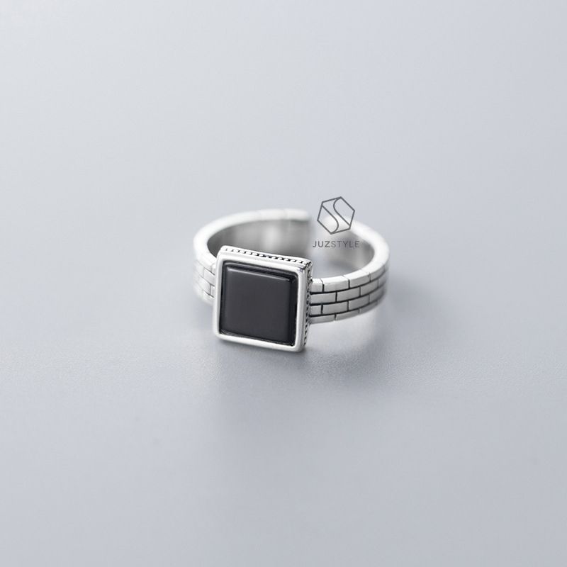 Nhẫn bạc Vintage square stone