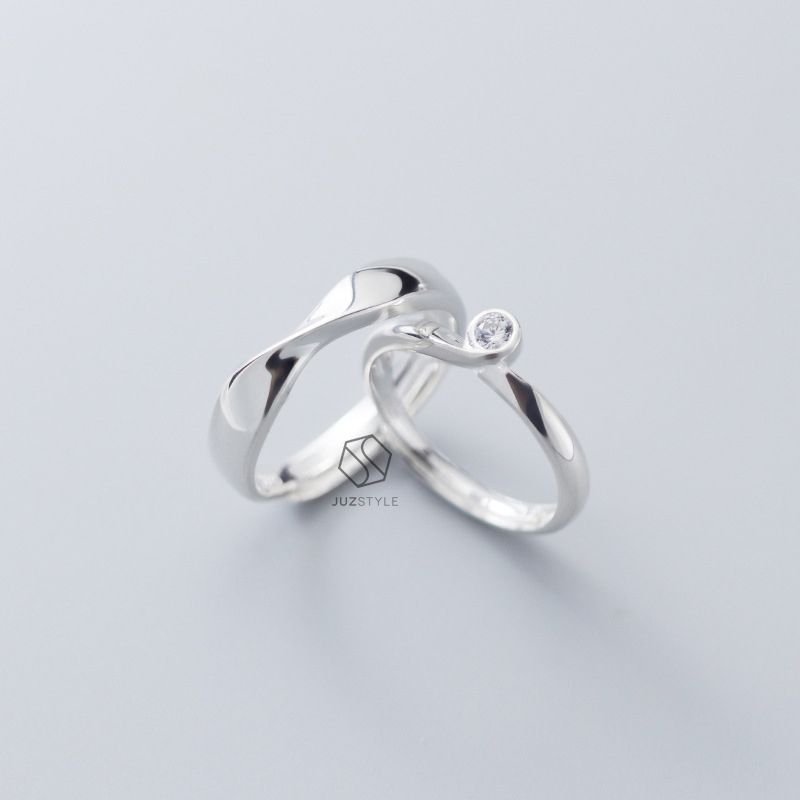 Nhẫn cặp bạc Twisted