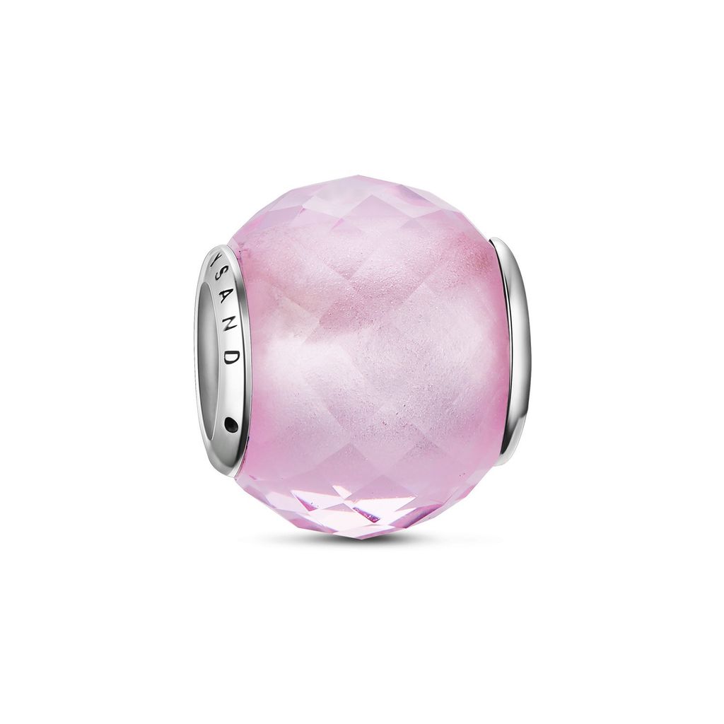 Charm bạc pha lê hồng nhạt trong suốt