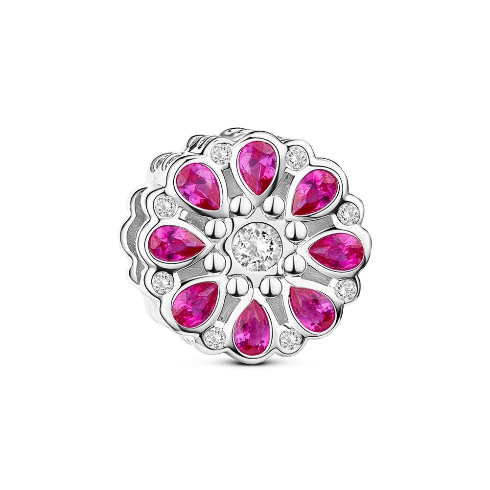 Charm bạc Pink flower