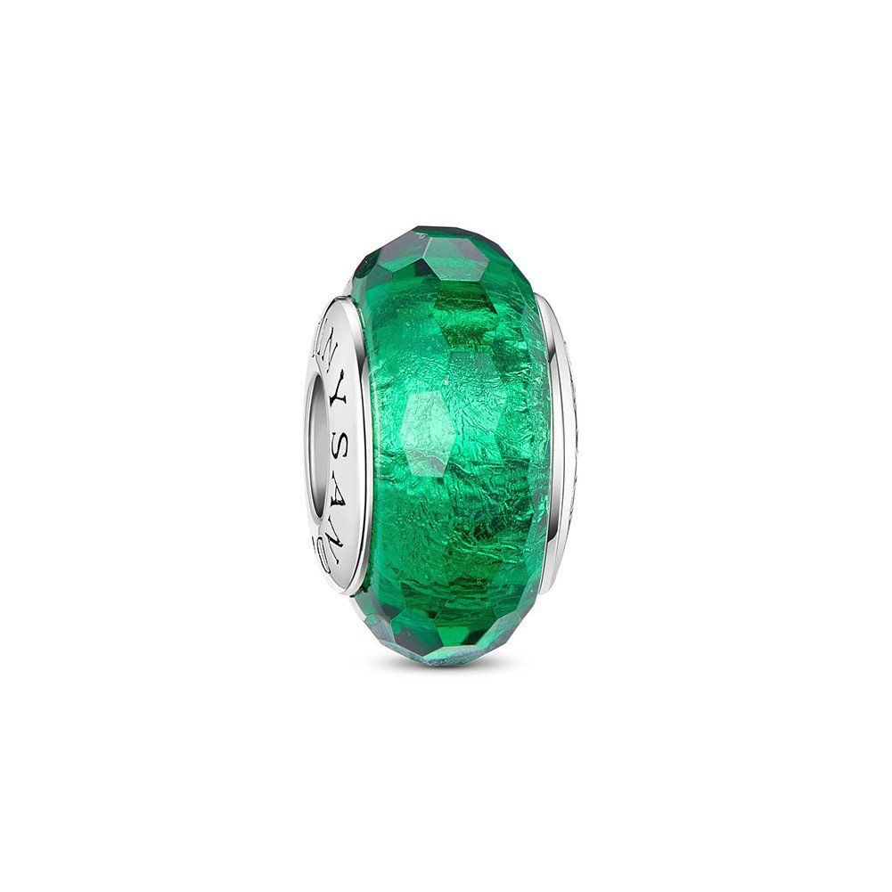 Charm bạc Tháng 5 màu ngọc lục bảo