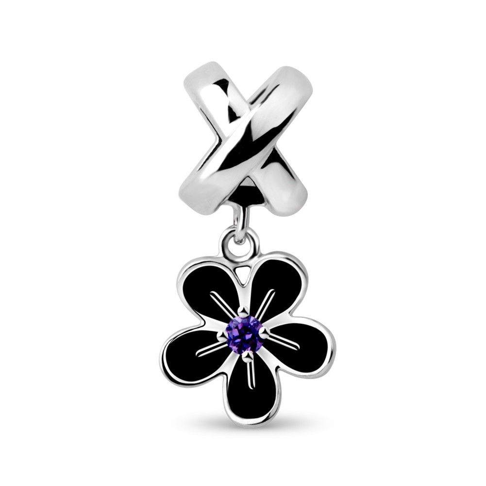 Charm bạc rơi Violet Flower