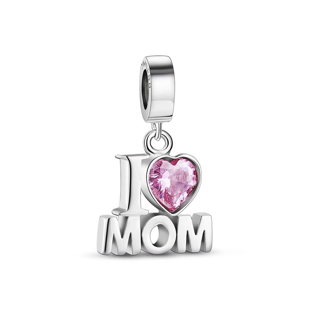 Charm bạc rơi I love Mom