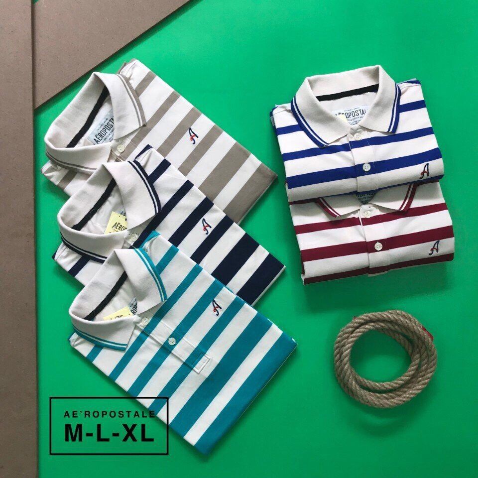 POL006DO - POLO CHỮ A PHỐI SỌC