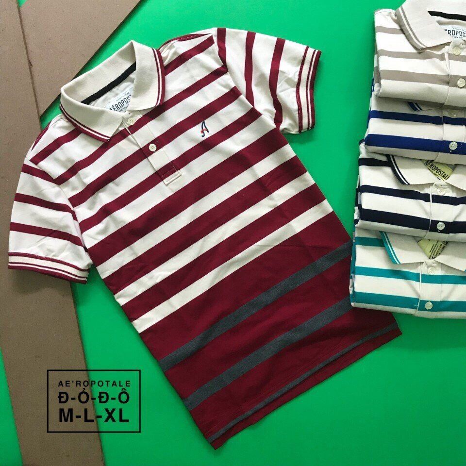POL006DO - POLO CHỮ A PHỐI SỌC