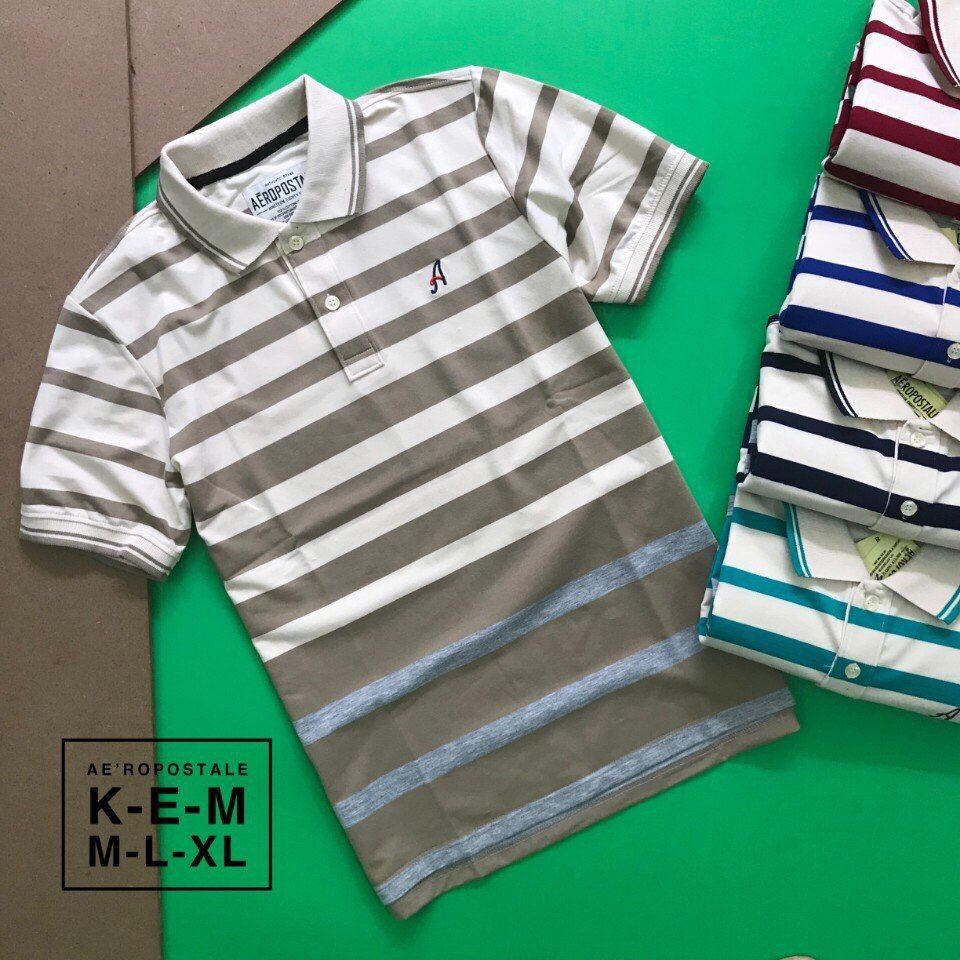 POL006XAM - POLO CHỮ A PHỐI SỌC