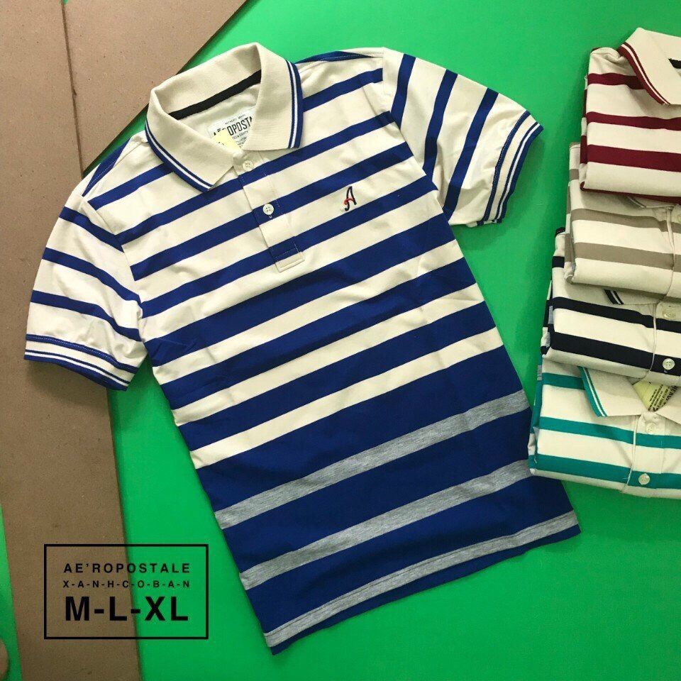 POL006DO - POLO CHỮ A PHỐI SỌC