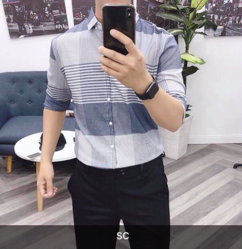 SM056XD - Sơ mi kate lụa sọc siêu đẹp