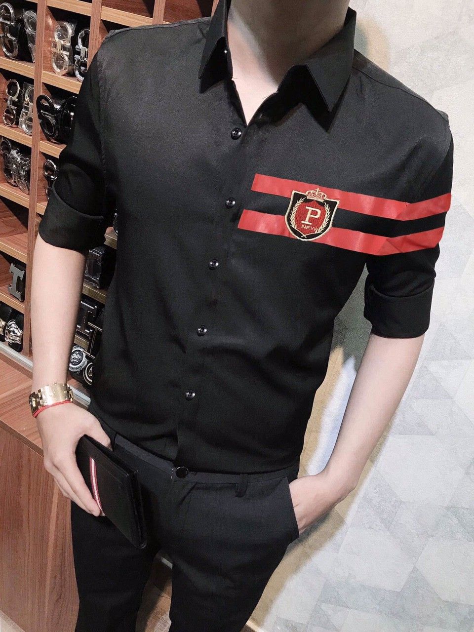 SMTD003D - ÁO SƠ MI LOGO P 2 ĐƯỜNG BÊN