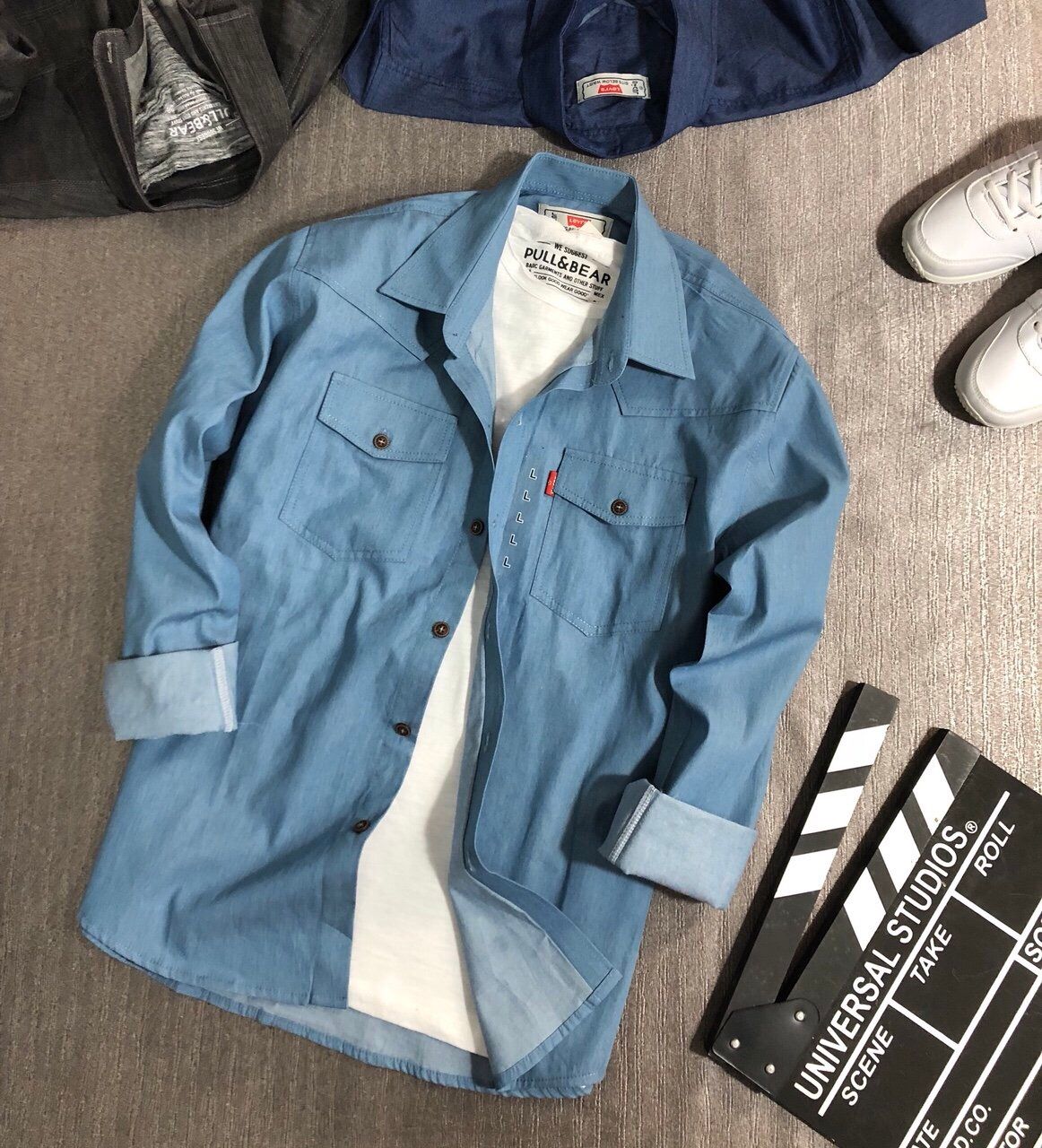 SM028xanhnhat - Sơ mi xuất khẩu KATE DENIM
