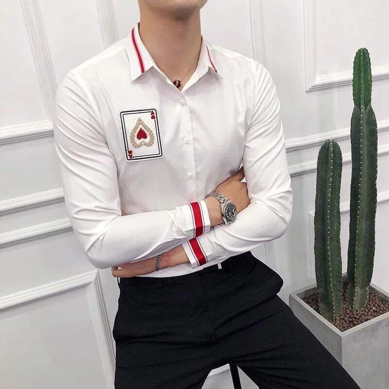 SM034T - ÁO SƠ MI LOGO LÁ BÀI
