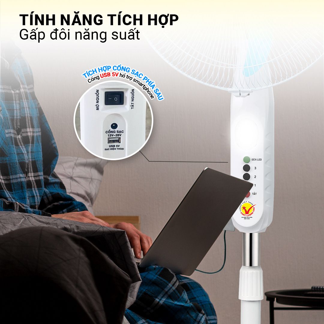  Quạt sạc năng lượng mặt trời HJD-3616/3816 