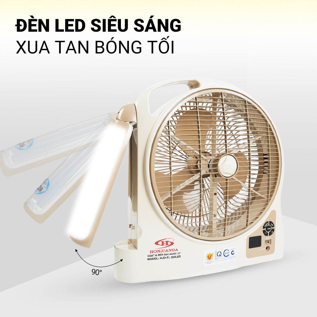  Quạt sạc tích điện dạng hộp HJD-FL323 