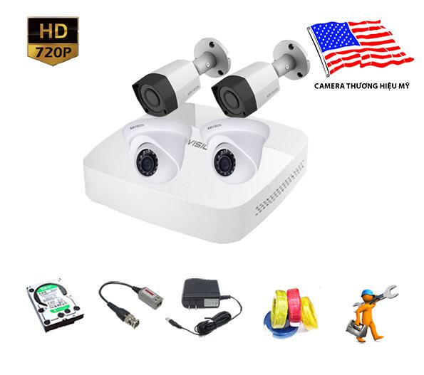 Trọn bộ 4 camera quan sát 1.0MP