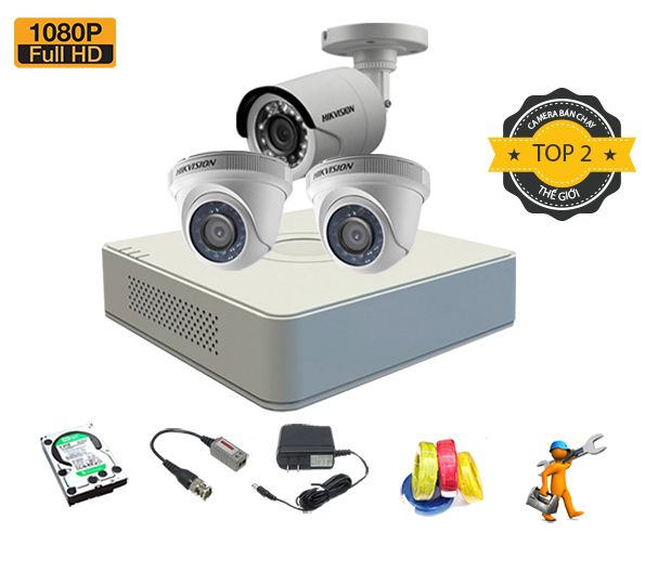 Trọn bộ 3 camera quan sát 2.0MP