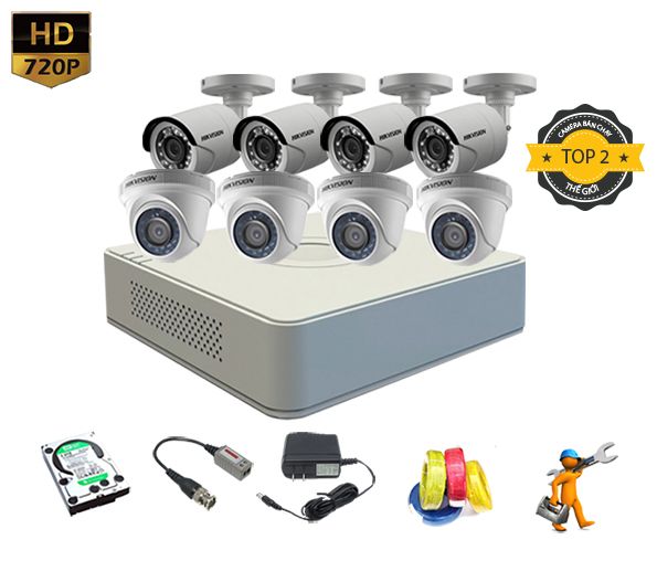 Trọn bộ 8 camera quan sát 1.0MP