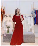 Đầm thiết kế tay bèo nhún sườn