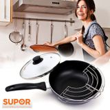  Supor - Chảo Sâu Lòng Chống Dính Supor F09A24 - 24 Cm - Có vung kính 