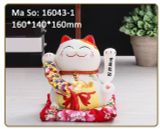 Mèo thần tài may mắn gốm men cao cấp 16cm - Giao mẫu ngẫu nhiên