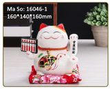 Mèo thần tài may mắn gốm men cao cấp 16cm - Giao mẫu ngẫu nhiên