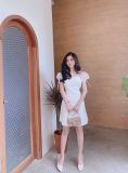 Đầm thiết kế đen cổ vuông tay phồng cao cấp
