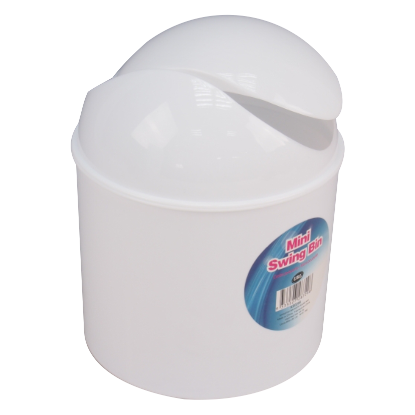 Thùng Rác Mini Màu Trắng Tròn Có Nắp Đậy