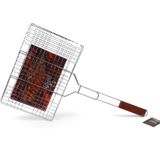 Vỉ kẹp nướng BBQ có tay cầm cán gỗ