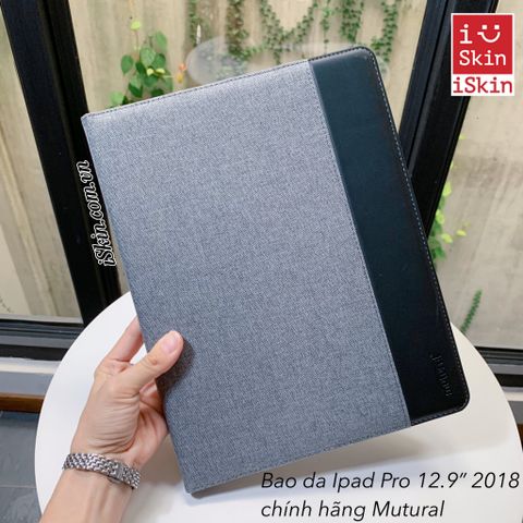 Bao Da IPAD Pro 12.9 INCH 2018 Chính Hãng Mutural Vải Phối Da Siêu Nhẹ