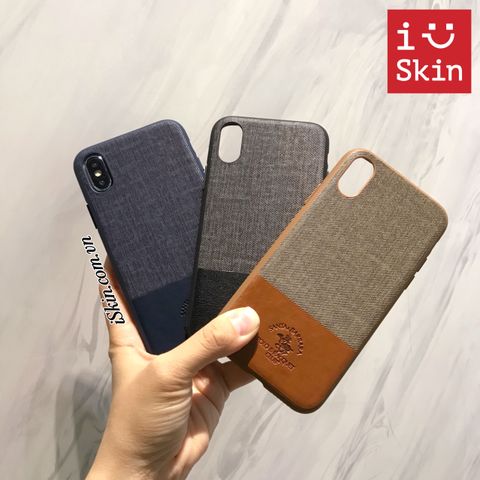 Ốp Lưng Iphone X Polo Virtuoso Da Phối Vải Canvas Chính Hãng