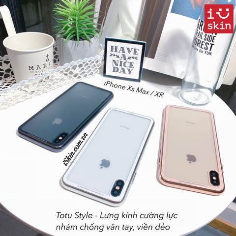 Ốp Lưng IPHONE Xs Max Totu Style Lưng Kính Cường Lực Nhám Chống Vân Tay