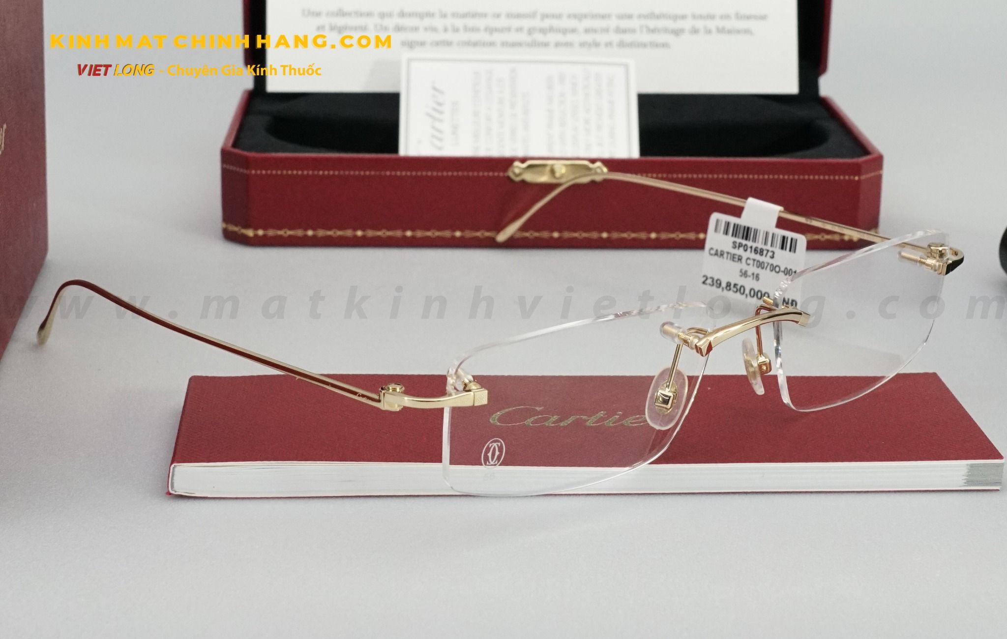  GỌNG KÍNH CARTIER CT0070O-001 56-16 