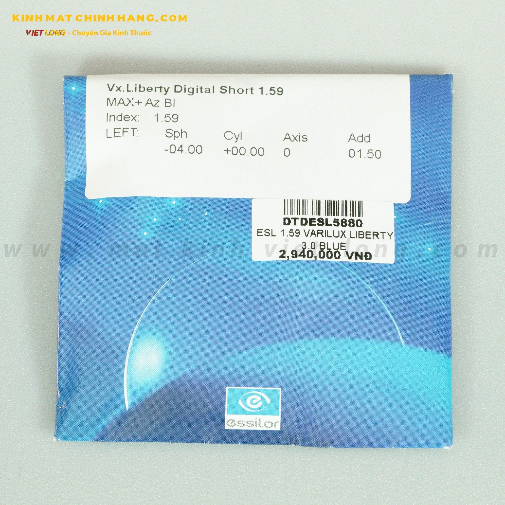 ĐA TRÒNG ESL 1.59 VARILUX LIBERTY 3.0 BLUE