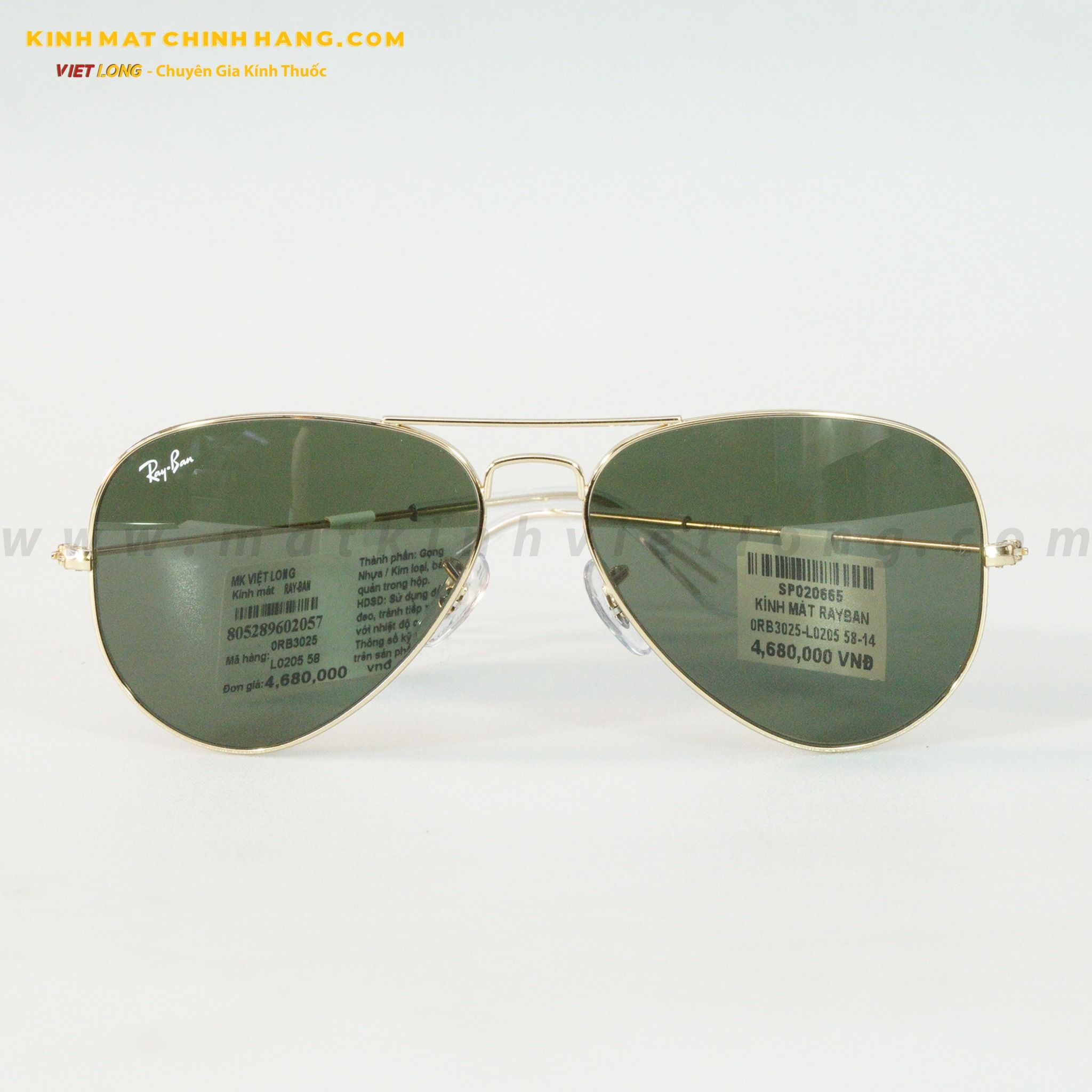 KÍNH MÁT RAYBAN 0RB3025-L0205 58-14