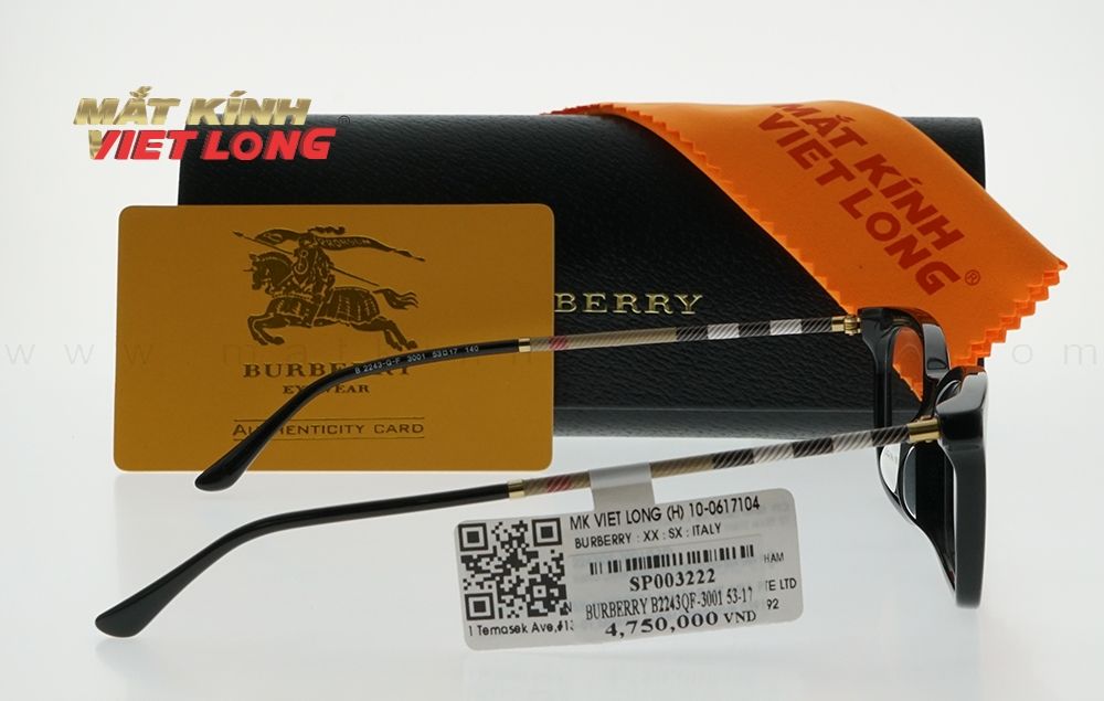  GỌNG KÍNH BURBERRY B2243QF-3001 53-17 